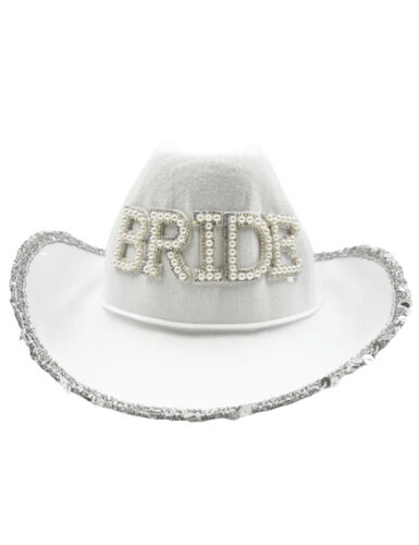 Şapka Kovboy Beyaz Bride Taşlı Lüx - 
