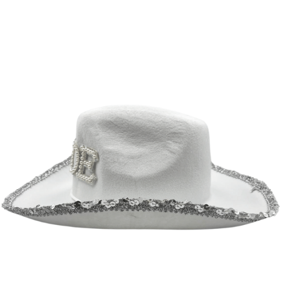 Şapka Kovboy Beyaz Bride Taşlı Lüx - 5