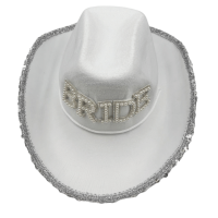Şapka Kovboy Beyaz Bride Taşlı Lüx - 6