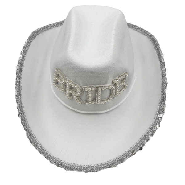 Şapka Kovboy Beyaz Bride Taşlı Lüx - 6