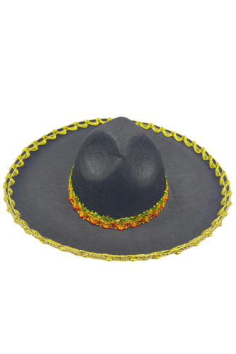 Şapka Meksika Büyük Lüks 47 Cm Siyah Altın - 