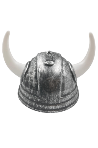 Şapka Plastik Miğfer Viking 2 Boynuzlu Gümüş - 