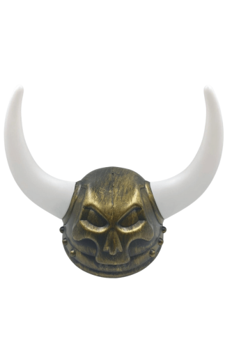 Şapka Plastik Miğfer Viking 2 Boynuzlu Kuru Kafa Altın - 