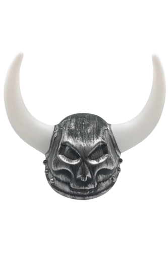 Şapka Plastik Miğfer Viking 2 Boynuzlu Kuru Kafa Gümüş - 2