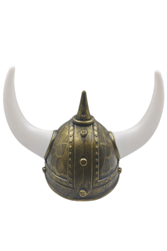 Şapka Plastik Miğfer Viking 3 Boynuzlu Altın - 