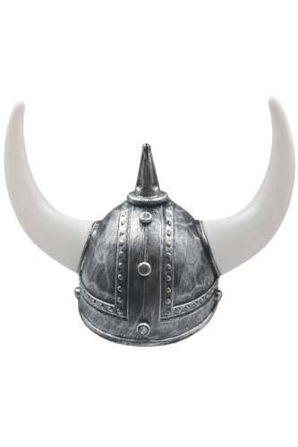 Şapka Plastik Miğfer Viking 3 Boynuzlu Gümüş - 