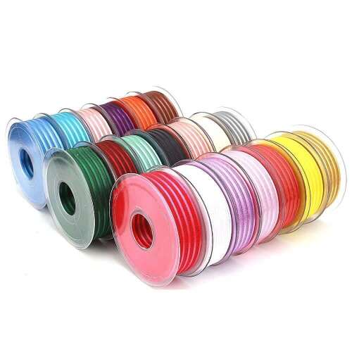 Kurdele Saten - Şifon Çizgili 4 yollu 2,50 cm x 20 mt (Renk seçiniz) - 