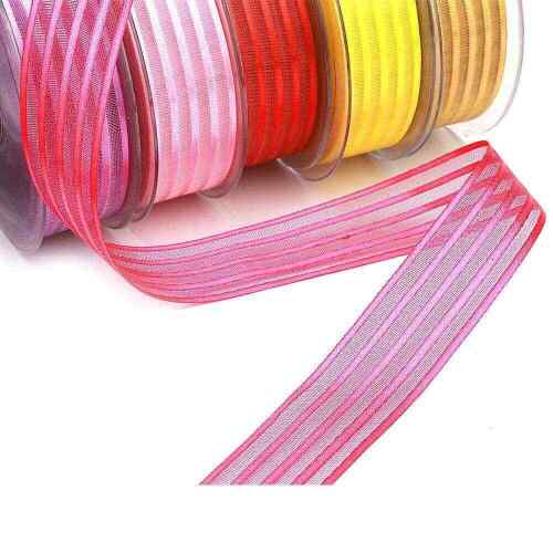 Kurdele Saten - Şifon Çizgili 4 yollu 2,50 cm x 20 mt (Renk seçiniz) - 2