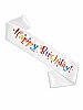 Kuşak Saten Happy Birthday Beyaz Üzeri Renkli Baskılı - 1