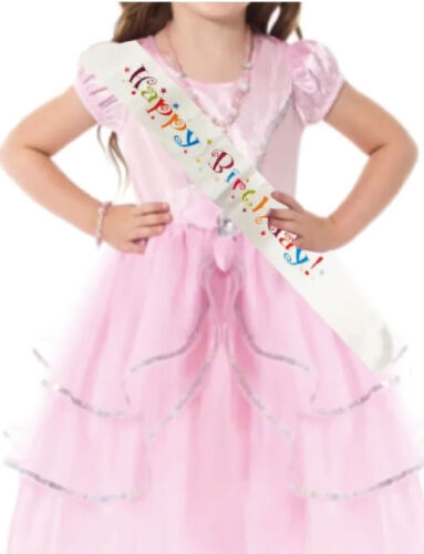 Kuşak Saten Happy Birthday Beyaz Üzeri Renkli Baskılı - 