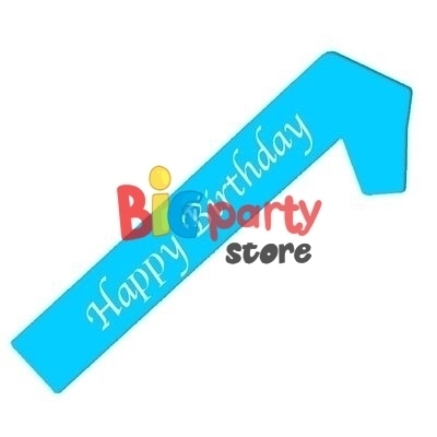 Kuşak Saten Happy Birthday Mavi Üzeri Beyaz Baskılı - 2