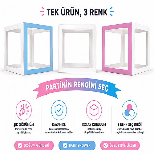 Şeffaf Harfli Kutu 3 Renkli 25 x 25 x 25 Cm - 