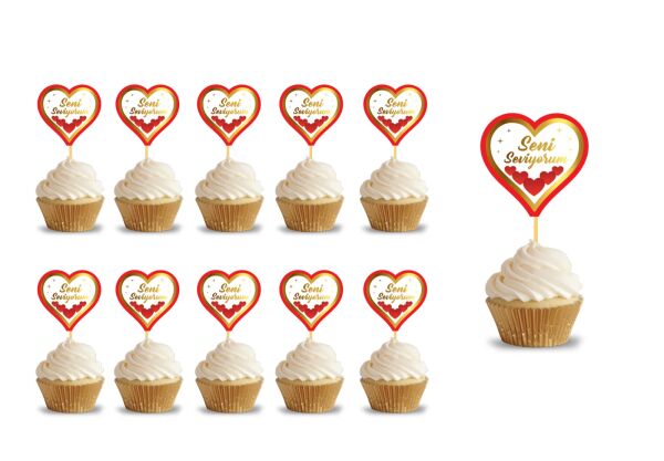 Kürdan Seni Seviyorum Varak Baskılı 10 Parça - 