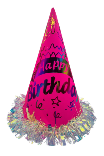 Sim Süslü Neon Şapka Renkli Varaklı Happy 25 Cm Fuşya - 1