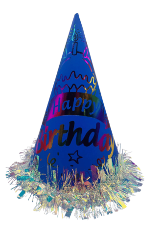 Sim Süslü Neon Şapka Renkli Varaklı Happy 25 Cm Lacivert - 1