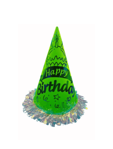 Sim Süslü Neon Şapka Renkli Varaklı Happy 25 Cm Yeşil - 1