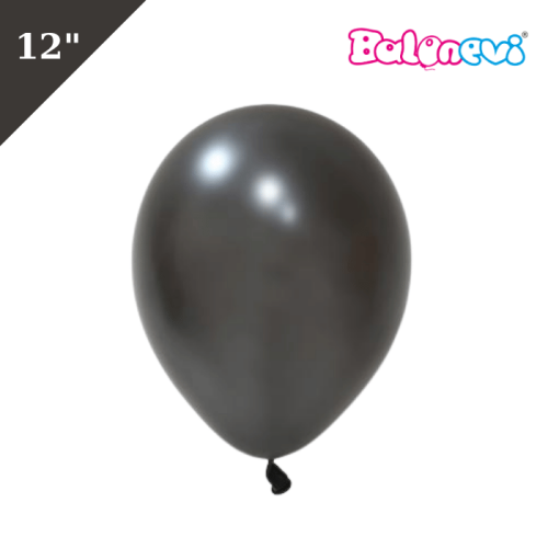 Lateks Metalik Balon 100 Parça Siyah 12 İnç Balonevi - 