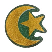 Strafor Ay Yıldız Yeşil Üzeri Altın - 1