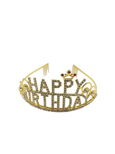 Taç Metal Taşlı Happy Birthday Yıldızlı Lüks Altın - 