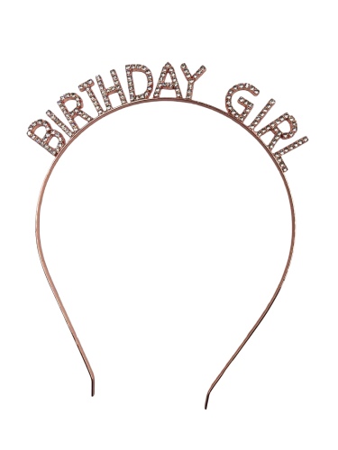 Taç Metal Taşlı Birthday Girl Rose Gold - 