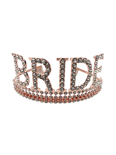 Taç Metal Taşlı Bride Lüks Rose Gold - 