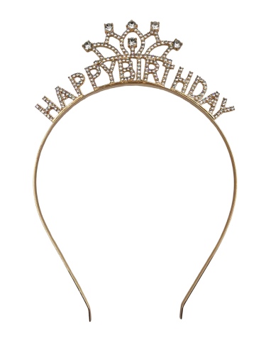 Taç Metal Taşlı Happy Birthday Taşlı İşlemeli Altın - 