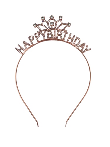 Taç Metal Taşlı Happy Birthday Rose Gold - 