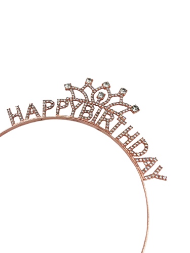 Taç Metal Taşlı Happy Birthday Rose Gold - 2