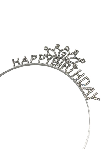 Taç Metal Taşlı Happy Birthday Gümüş - 2