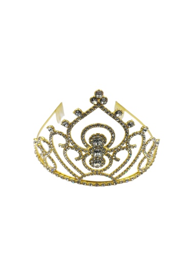 Taç Metal Taşlı Prenses İşlemeli Lüks Altın - 