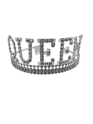 Taç Metal Taşlı Queen Lüks Gümüş - 