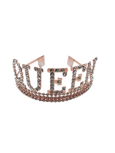 Taç Metal Taşlı Queen Lüks Rose Gold - 