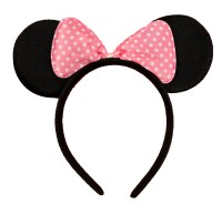 Taç Minnie Mouse Fiyonk Siyah Üzeri Açık pembe puanlı Fiyonklu - 1