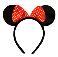 Taç Minnie Mouse Fiyonk Siyah Üzeri Kırmızı puanlı Fiyonklu - 1