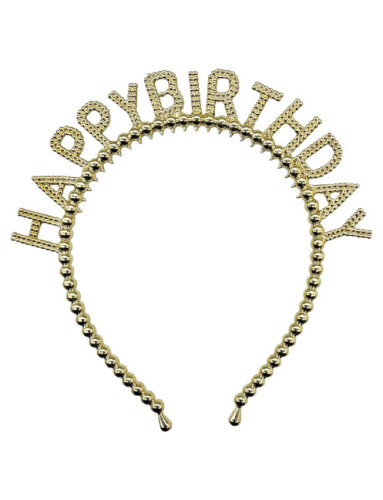 Taç Plastik Happy Birthday İncili Altın - 1