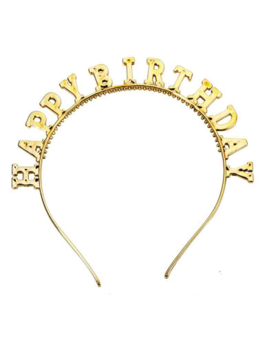 Taç Plastik Parlak Happy Birthday Yazılı Gold - 1