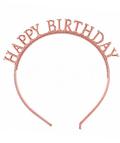  Taç Plastik Parlak Happy Birthday Yazılı Rose - 