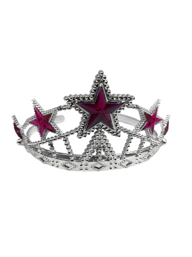 Taç Plastik Yıldızlı Geçmeli Fuşya - 