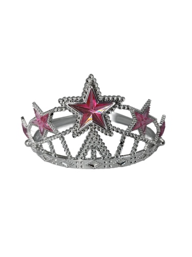 Taç Plastik Yıldızlı Geçmeli Pembe - 