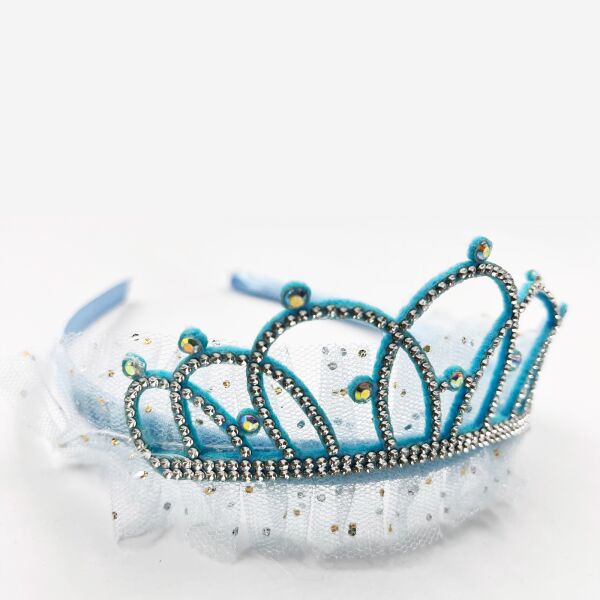Taç Prenses Tüllü Taşlı Mavi - 