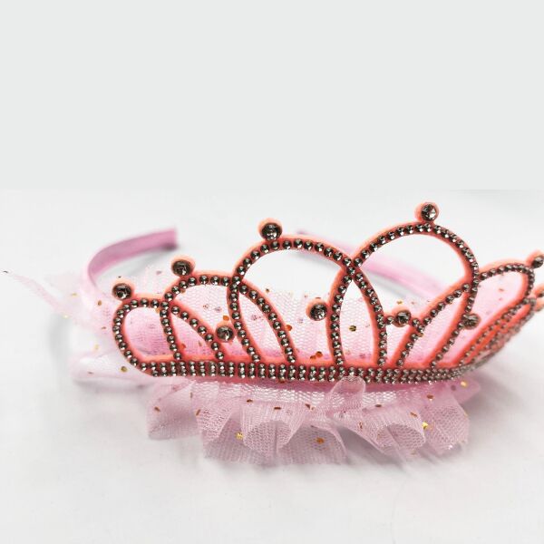 Taç Prenses Tüllü Taşlı Pembe - 
