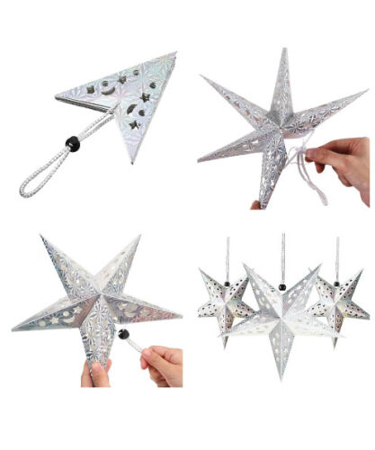 Tavan Süsü Karton Yıldız 3D Helogramlı 90 Cm Gümüş - 2