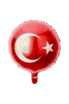 Folyo Balon Türk Bayrağı Yuvarlak 45 Cm (18′′) - 1