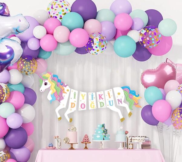 Kağıt Banner Unicorn 9 Parça - 2