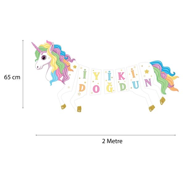 Kağıt Banner Unicorn 9 Parça - 3