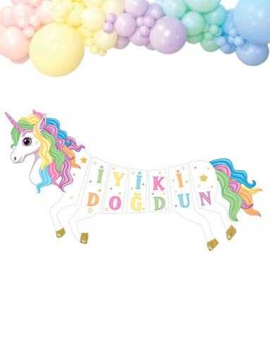 Kağıt Banner Unicorn 9 Parça - 1