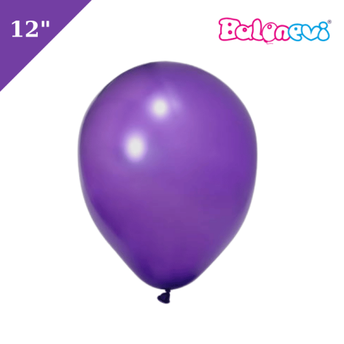 Lateks Metalik Balon 100 Parça Mor 12 İnç Balonevi - 
