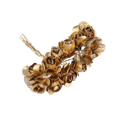 Yapay Çiçek Lateks Gül Altın 12 Dal 144 'lü - 