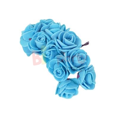 Yapay Çiçek Lateks Gül Mavi 12 Dal 144 Parça - 