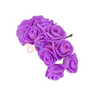 Yapay Çiçek Lateks Gül Mor 12 Dal 144 Parça - 